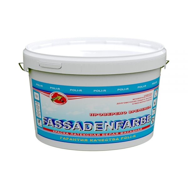 Краска фасадная FASSADENFARBE атмосферостойкая (белый) 14 кг